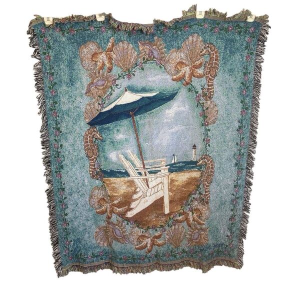 Kathy Hatch Beach Scene Tapestry Throw Blanket - Picture 1 of 10